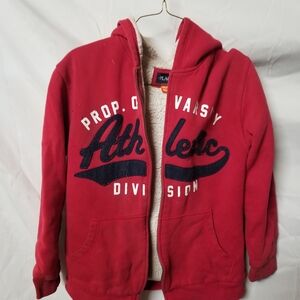 PALACE Red Sherpa-Lined Zip Hoodie Jacket